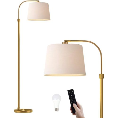 62" Gold Floor Lamp for Living Rooms Tall Arc Standing Lamps for Bedrooms Industrial Corner Nursery Girls Kid Vintage Mid-Century Modern Reading Light Office Antique Brass Shade Lantern