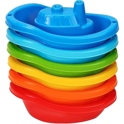 Bath Boats - Multi-Colored Baby Bath Toy - Fun and Educational Bath Toys for Toddlers - Stackable Bath Toy - Toddler Bath Toys for Girls and Boys