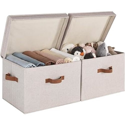StorageWorks Fabric Storage Bins with Lids, Closet Storage Bins