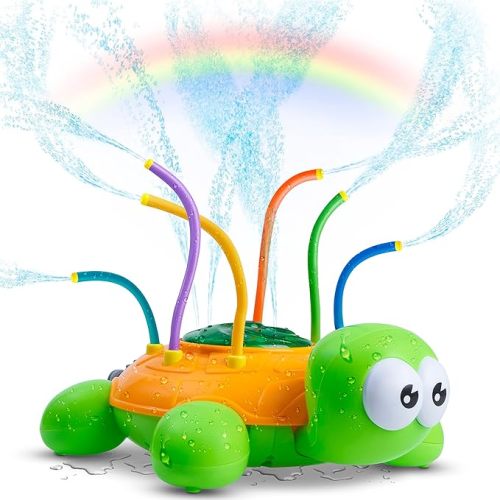 Water Sprinkler for Kids, Toddler Outdoor Toys - Backyard Spinning Turtle Kids Sprinkler Toy - Summer Toys Splashing Fun - Sprays Up to 8ft High - Attaches to Garden Hose, Kids Outdoor Toys.