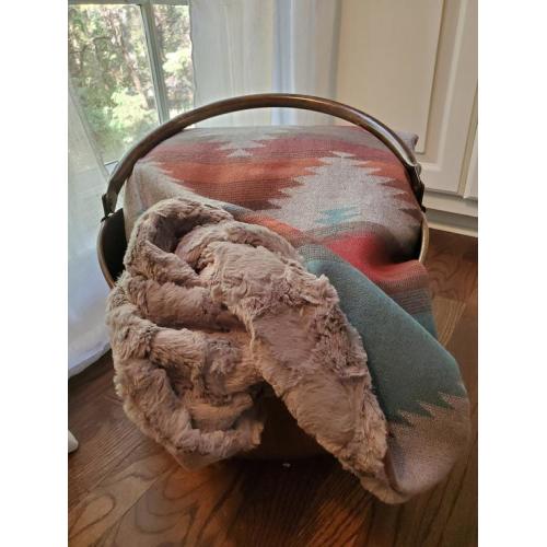 Baby Blanket Western Tribal Rustic Grey Faux Fur Blue - Etsy