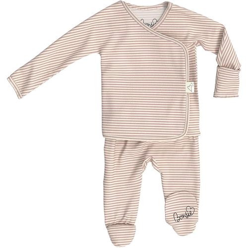 Bonsie Skin to Skin Babywear Footie Bodysuit - Baby Footed One Piece with Pink Striped Pattern - Berry Twist (Newborn)