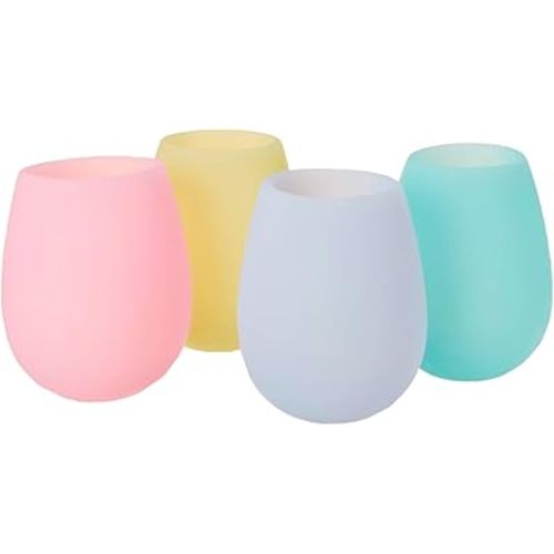 Shark Skinz Set of 4 Pastel Silicone Drinkware, 4 Count (Pack of 1), Multicolor…