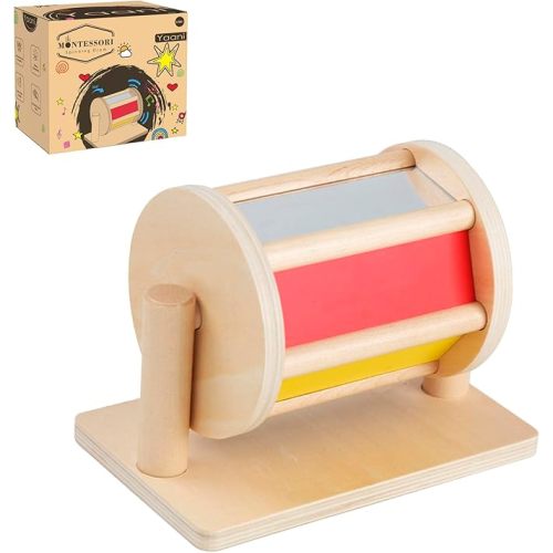 YAANI Montessori Spinning Drum, Baby Toys 6-12 Months, Montessori Toys for 1 Year Old, Sensory Toys, Toddler Toys, Baby Boy Gifts, Toys for Girls, Baby Girl, Toys for 2 Year Old, Montessori Toys
