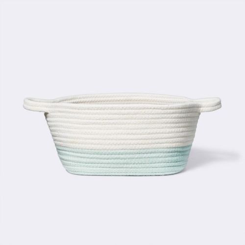 Square Coiled Rope Bin with Color Band - Cloud Island™ Gray