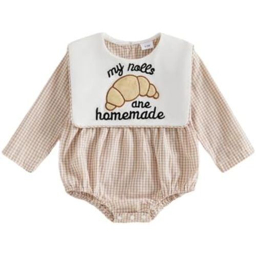 Baby Boy Girl Thanksgiving Outfit My Rolls are Homemade Romper
