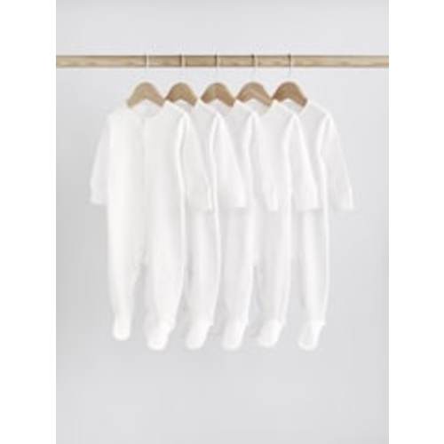 Buy White 5 Pack 100% Cotton Baby Sleepsuits (0-18mths) from Next USA
