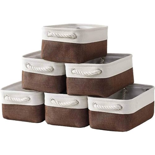 Small Storage Baskets for Shelves,Fabric Storage Baskets for Closet,Rectangular Collapsible Baskets for organizing Clothes,Books,Gifts