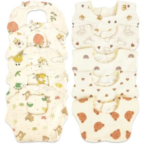 Baby Bibs Muslin Bibs for Baby Girl Boy for Drooling and Teething 10 Pack