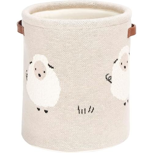 SAFAVIEH Baby Collection Kibbles Sheep Grey Cotton Nursery Storage Basket with Handles (Fully Assembled)