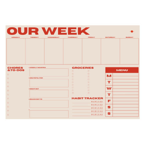 Our Week Planner Pad – sønderhaus (Red/Beige)