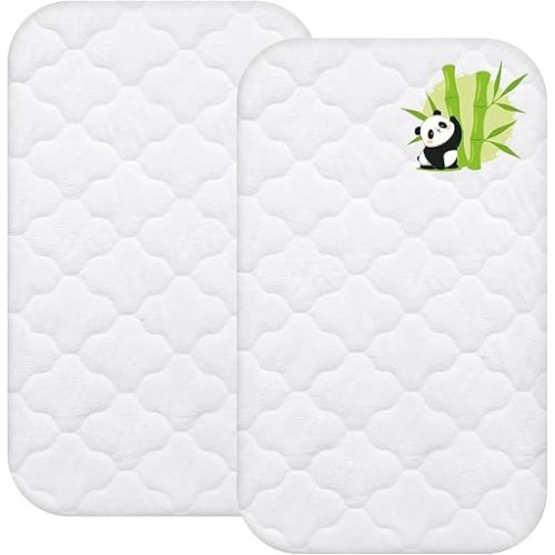 Waterproof Bassinet Mattress Protector Cover, Fits for AMKE, Baby Joy, Ezebaby, bonbay and Larex Baby Bassinet, 2 Pack, Skin Friendly and Breathable Bassinet Mattress Pad