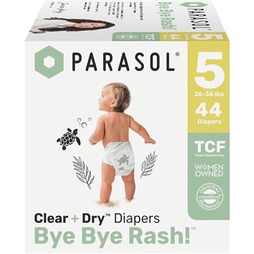 Parasol Clear+Dry Natural Disposable Diapers Size 5-44ct