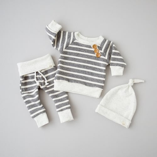 Wish | Fashion New Newborn Baby Girls Boy Striped Tops T-shirt+Pants+Hat 3 pcs Outfits Set Costume