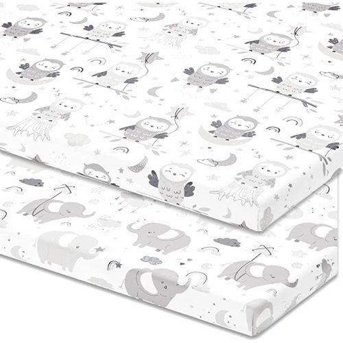 Joey + Joan Travel Crib Fitted Sheets for Baby Bjorn, Guava Lotus Travel Crib and 24 x 42 Inch Travel Light Playard Mattress – Buttery Soft 100% Cotton – 2 Pack