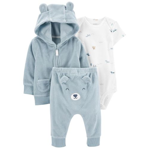Baby 3-Piece Bear Little Cardigan Set - 9M - Blue/White