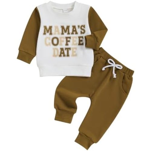 Toddler Baby Boy Fall Winter Clothes Daddys/Mamas Lil Dude Long Sleeve Sweatshirt Jogger Pants Set Cute Outfits