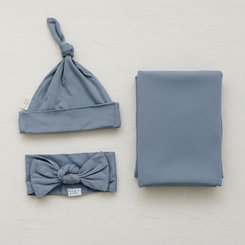 Dusty Blue Bamboo Swaddle Set | milk & baby – Milk & Baby