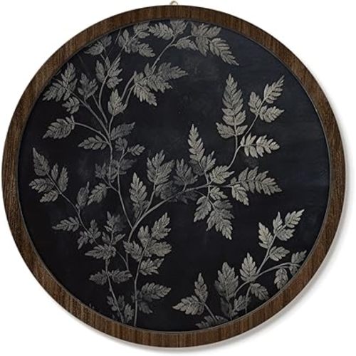 VONTP Vintage Dark Cottagecore Botanical Wall Art Decor, Moody Gothic Dark Academia Floral Wooden Wall Hanging Decor for Farmhouse Home Bedroom Living Room Bathroom Kitchen, 9.8x9.8 Inch