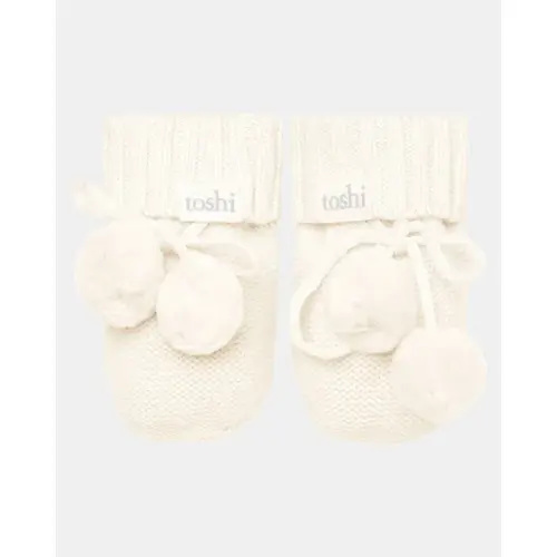 Toshi Organic Booties Marley - Cream | Baby Bunting AU