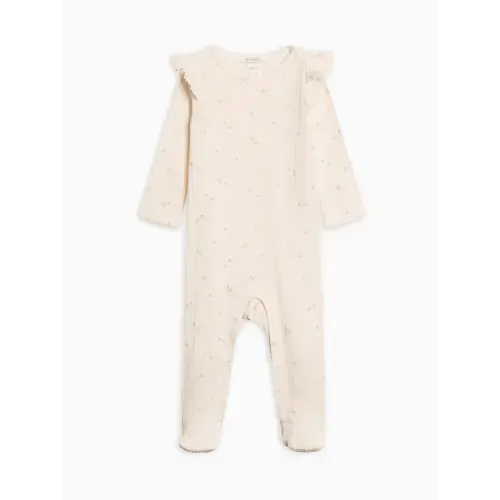 Addy Brushed Back Pointelle Flutter Sleeve Footed Romper - Loren Floral