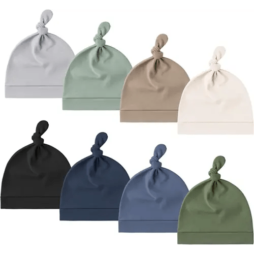 Konssy 8 Pack Baby Newborn Hats Set Knot Beanie Hats Soft for Infant Baby Girls Boys Caps 0-6 Months