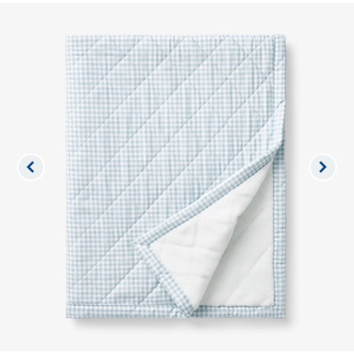 Ditsy Gingham Classic Cool Organic Cotton Percale Quilted Reversible Sherpa Stroller Blanket