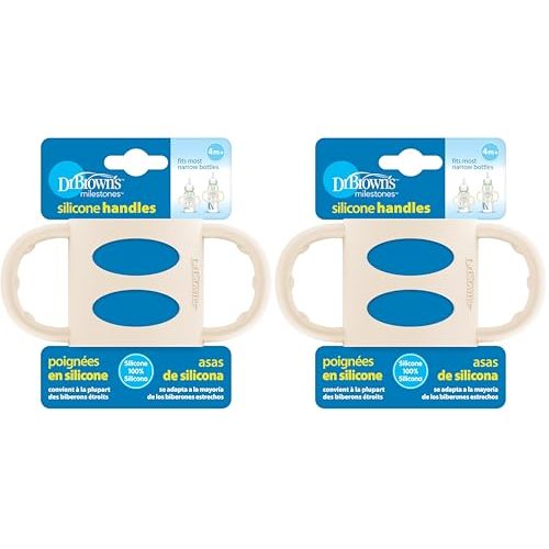 Dr. Brown’s® Milestones™ 100% Silicone Baby Bottle Handles, Narrow, Ecru, 2 Pack, 4m+