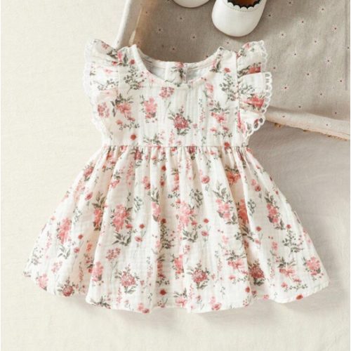 Cozy Pixies Newborn Baby Girl Ditsy Floral Round Neck Cap Sleeve Waist Dress | SHEIN USA