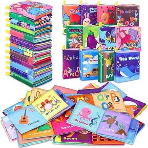 Baby Bath Books, Nontoxic Fabric Soft Baby Cloth Books, Early Education Toys, Waterproof Baby Books for Toddler, Infants Perfect Shower Toy, Kids Bath Toys Birthday Gift (Pack of 8)
