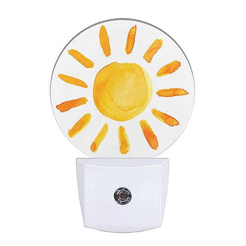 EKOBLA Watercolor Big Sun Night Light Sunny Day Bright Sunshine Night Lights Plug into Wall for Boys Girls, Led Lamp for Bathroom Bedroom, 0.5W Nightlight Sleep Friendly