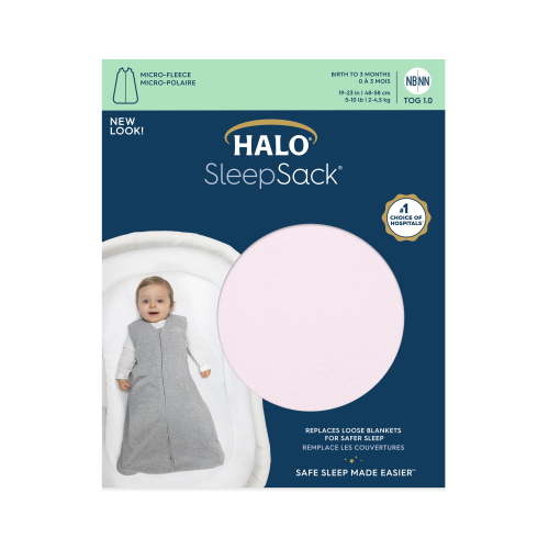 HALO SleepSack Wearable Blanket, Micro-Fleece, Soft Pink, Infant Girls, Small, 0-6 Months
