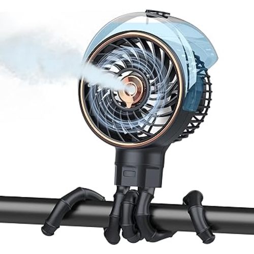 Ausic Stroller Fan with Mist, 100ml Misting Portable Fan for Stroller, Safe Baby Fans with Detachable Tripod, Baby Essentials, Clip on Fans for Crib, Treadmill, Car Seat, Outdoor, Beach, Golf Cart