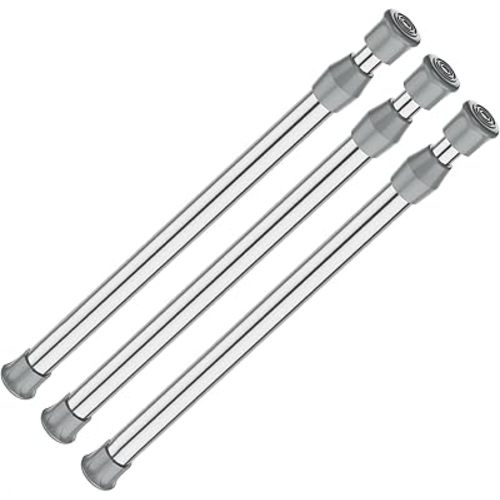 AIZESI Spring Tension Curtain Rod Short Tension Rod (Silver,17"to 28"-3Pcs)