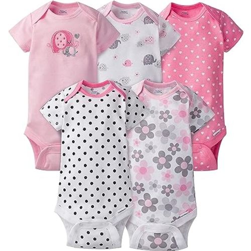 Gerber Unisex Baby 5-Pack Short-Sleeve Onesies