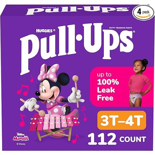 Pull-Ups Girls' Potty Training Pants, Size 3T-4T Training Underwear (32-40 lbs), 112 Count (4 Packs of 28)