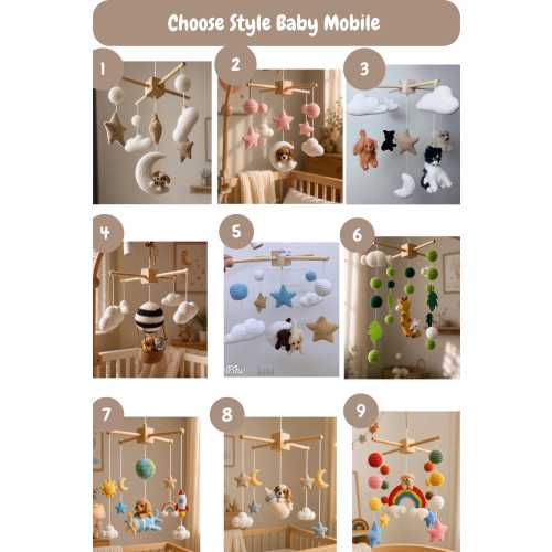 Custom Dog Baby Mobile, Handmade Moon Baby Mobile, Hot Air Balloon Baby Mobile , Crocheted Dog Cat, Neutral Nursery, Baby Shower Gift