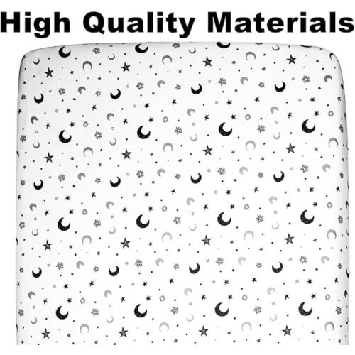 4 Pack Crib Sheets Star and Moon Neutral Unisex Baby Mattress Cover Fitted Crib Sheets Set for Baby Boys or Girls Moon