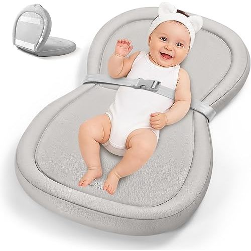 Orzbow Baby Changing Pad, Foldable Diaper Changing Pad for Dresser and Table, Wipeable Changing Pad Easy to Clean, Waterproof PU and Soft Foam Inner, Non-Slip & Lightweight, with Safety Strap, Gray