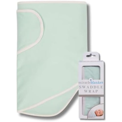 Miracle Blanket Swaddle Wrap, Newborn Baby Swaddle, Green with Beige Trim