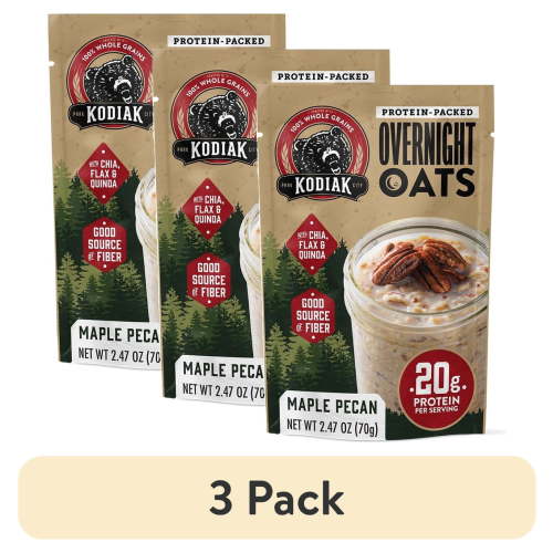 (3 pack) Kodiak Maple Pecan Protein-Packed Overnight Oats, 2.47 oz