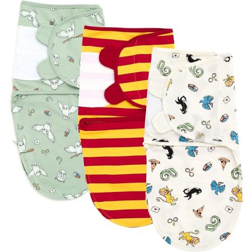 Harry Potter Hedwig Owl Newborn Baby Boys 3 Pack Swaddle Sacks Green/Maroon White 6-9 Months