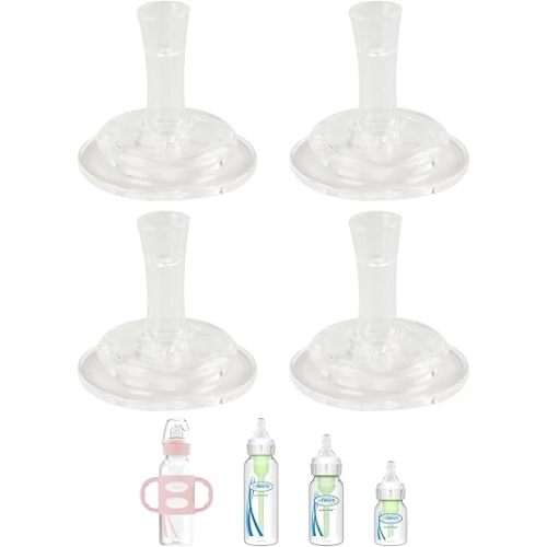 Sippy Straw Nipple for Dr. Brown's Narrow Bottle & Sippy Spout Bottle, Soft 100% Silicone Baby Bottle Straw Nipple, 8m+, 4 Count