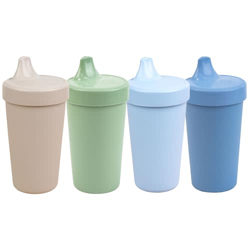 Re-Play Spill-Proof Sippy Cups - Reusable 10 Oz Set of 4, Dishwasher & Microwave Safe, Made in USA, Meadow