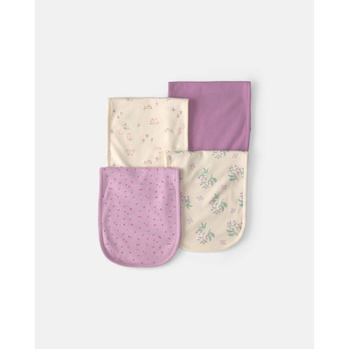 Baby Girl 4-Pack Cherry Floral Burp Cloths - Purple/Ivory | Carter's