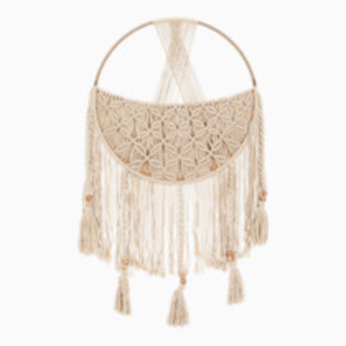 Crane Baby Macrame Toy Storage Basket with Tassels