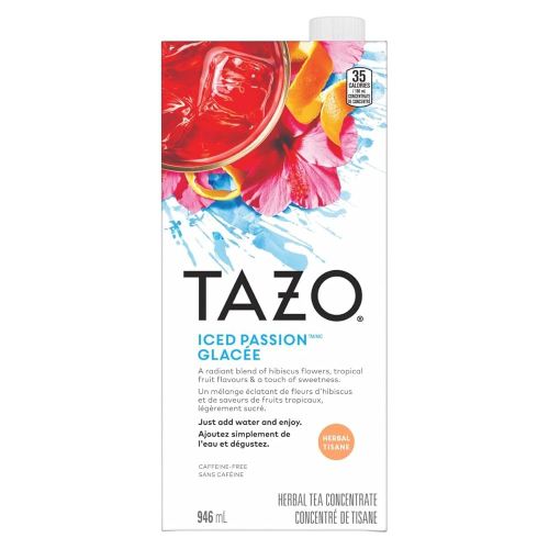 TAZO Passion Concentrate - 946 mL (Pack of 1), At Home Café Experience, Refreshing Hibiscus and Passionfruit Flavors, Naturally Caffeine-Free, Enjoy Hot or Iced