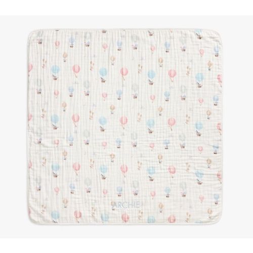 Hot Air Balloon Oversized Organic Muslin Baby Blanket
