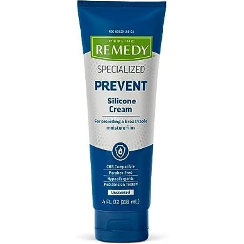 Medline Remedy Specialized Silicone Cream, Unscented (4 fl oz), Gentle Breathable Film for All Ages, Paraben-free and Hypoallergenic Skin Care, Barrier for Dry Cracked Skin