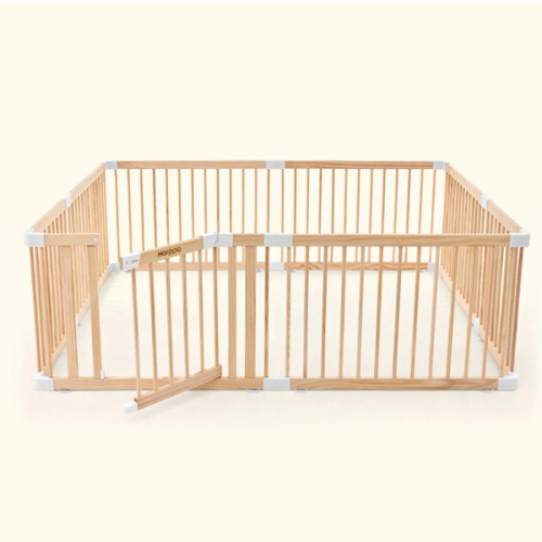 HARPPA Wooden Baby Gate Playpen | Non-Toxic Foldable DIY Adjustable Play Yard for Infants & Toddlers – Natural Finish Baby Fence for Small & Large Spaces